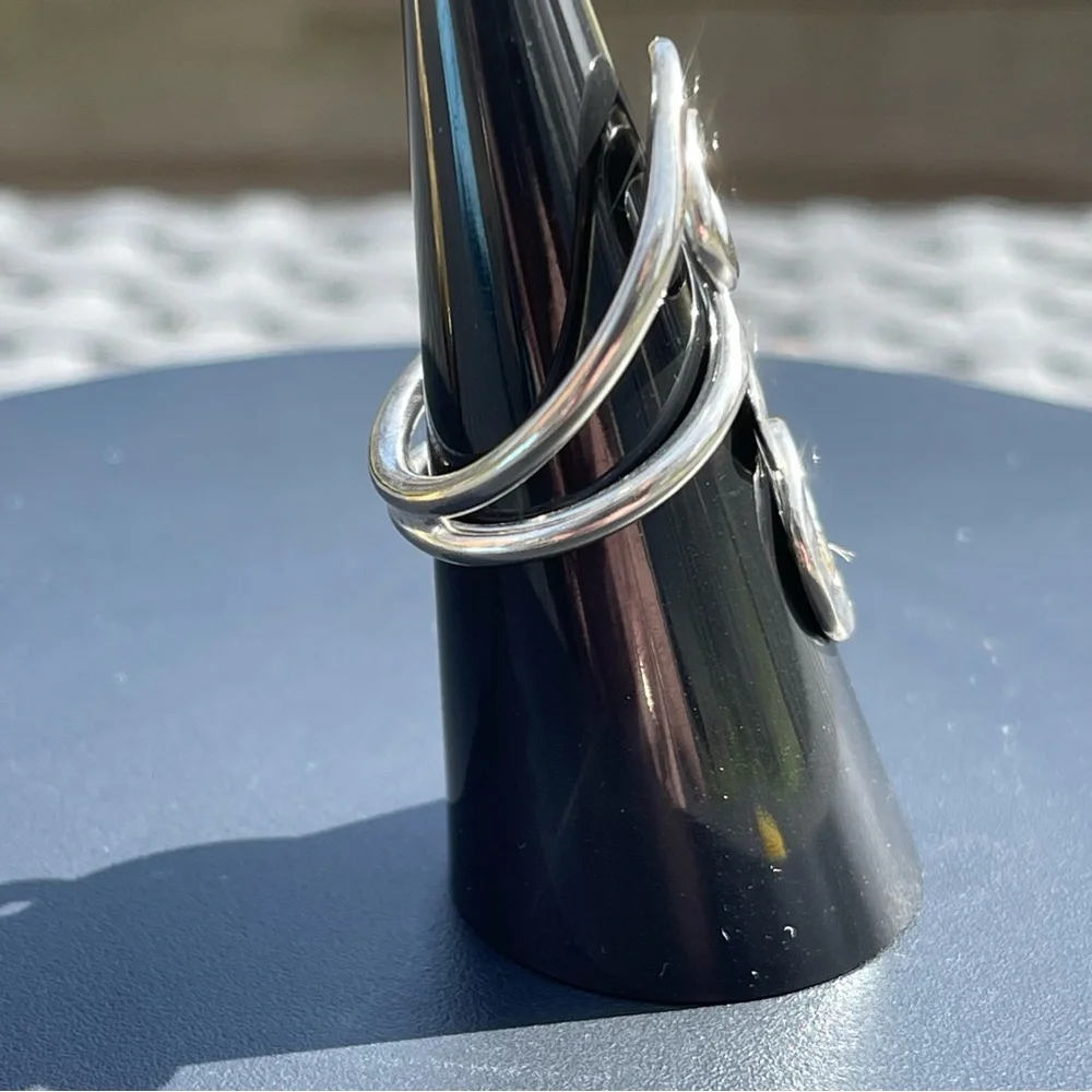 Handmade‎ 925 Sterling Silver Hammered Swirl Statement Ring — SZ 6.5 to 7.5